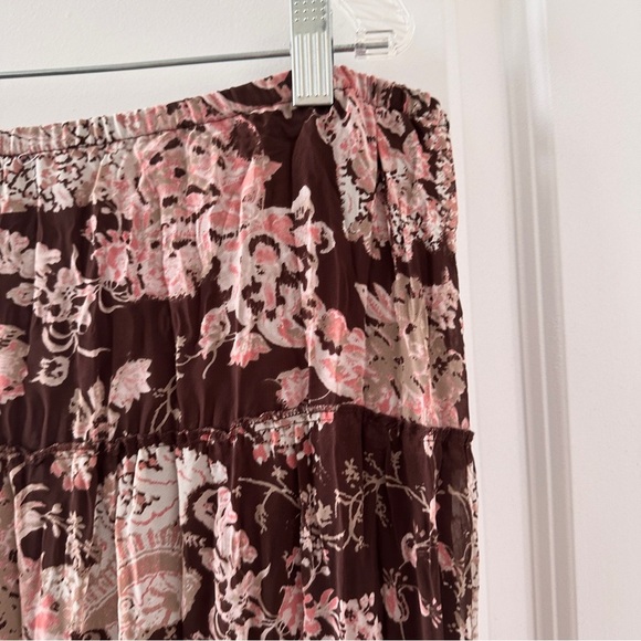 Y2K‎ Emma James Brown Paisley Floral Pleated Tiered Midi Skirt Women’s Size 14 - Picture 5 of 15